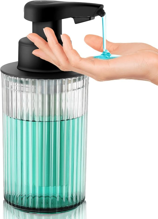 Automatic Soap Dispenser Liquid Touchless: 9oz Black Plastic - Rechargeable Electric Smart Auto Hand Soap Dispenser - Dish Bathroom Kitchen