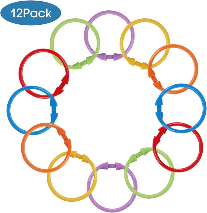 Colorful Shower Curtain Hooks - 12 Pcs Circular Plastic Shower Curtain Rings for Bathroom - O Shaped Rainbow Color Shower Hooks Rings for Shower Curtain Rod