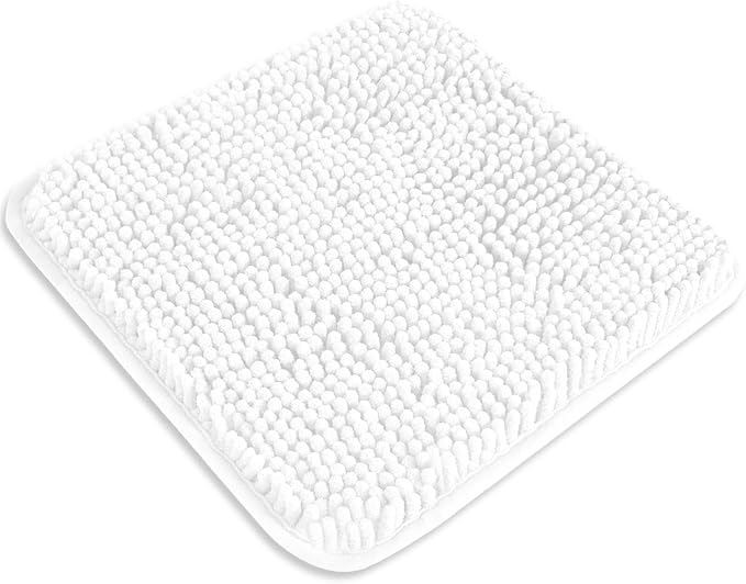Small Bathroom Rug 12"x12" – Washable and Absorbent Mini Bath Mat, Non Slip, Thick Soft Chenille Bath Rugs for Bathroom, Shower, Locker Rug(White)