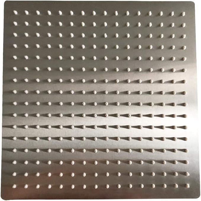 12" Rain Shower Head High Pressure Rainfall Shower Head Brushed Nickel | Square Rain Bathroom Showerhead, High Flow, Large Stainless Steel, Ceiling Mounted, Wall Mounted, Waterfall Full Body