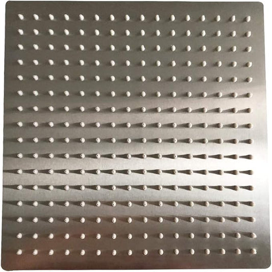 12" Rain Shower Head High Pressure Rainfall Shower Head Brushed Nickel | Square Rain Bathroom Showerhead, High Flow, Large Stainless Steel, Ceiling Mounted, Wall Mounted, Waterfall Full Body