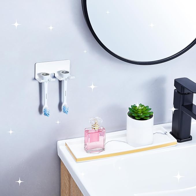 Electric Toothbrush Head Holder, Toothbrush Holders Wall Mounted, Electric Toothbrushs Holder, Bathroom Shower Tooth Brushing Holder, Tooth Brush Head Holder Organiser (White, Small)