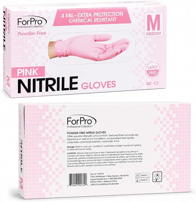 ForPro Disposable Nitrile Gloves, 4 mil, Food Safe, Latex-Free, Non-Sterile | for Salon, Exam & Cleaning Use, Multi-Purpose Gloves, Salon & Spa Essentials, Manicure & Pedicure Supplies, Home & Salon Use