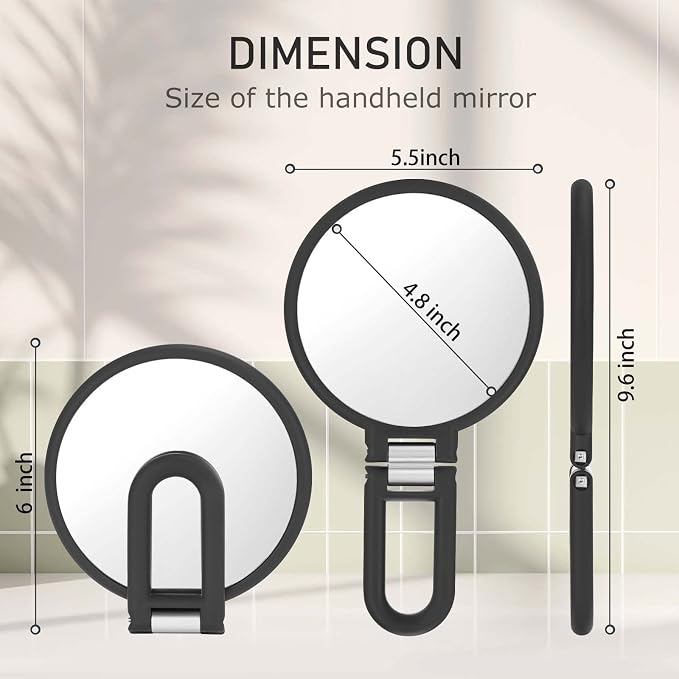 CLSEVXY Magnifying Handheld Mirror Double Sided, 1X 20X Magnification Hand Mirrors, Travel Folding Hand Held Mirror, 360°Rotation Pedestal Makeup Vanity Mirror