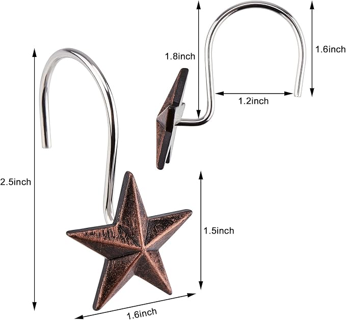 AGPtek Star Shower Curtain Hooks, 12PCS | Anti Rust, Decorative Resin, Bathroom, Baby room, Bedroom, Living room Decor