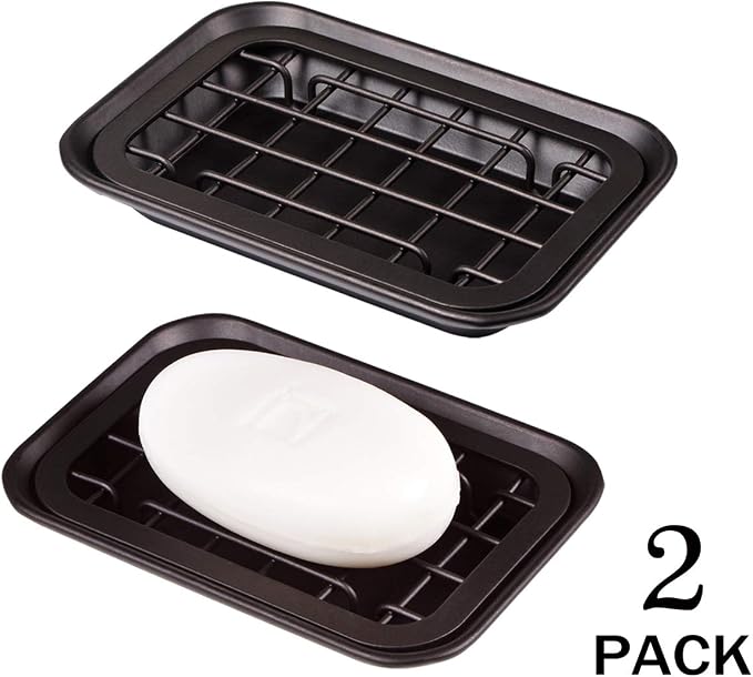 SheeChung Soap Dish for Bathroom Kitchen, Stainless Steel Soap Holder Tray | 2 Pack Bronze, Metal Soap Dish with Drainage, for Kitchen Sink Counter to Store Bar Soap Sponges Scrubbers, Rust Resistant