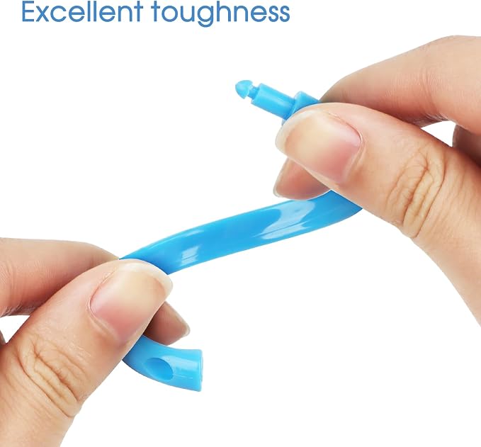 Light Blue Shower Curtain Hooks - 12 Pcs Circular Plastic Shower Curtain Rings for Bathroom - O Shaped Sky Blue Shower Hooks Rings for Shower Curtain Rod