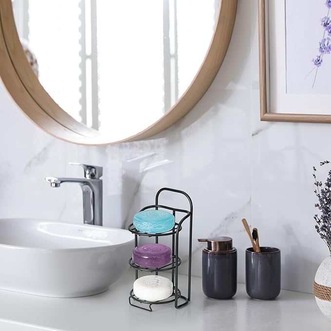Yoshiky 3-Tier Shower Soap Shampoo Bar Holder, Self Adhesive & Freestanding Draining Bathroom Soap Dish Caddy for Bathroom Wall Accesories Decor