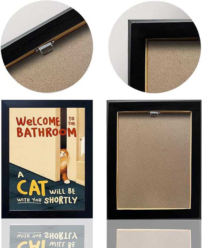 Framed Funny Bathroom Wall Decor Welcome to the Bathroom Painting A cat Will be With You Shortly Cat Lover Canvas Print Poster Modern Home Decor