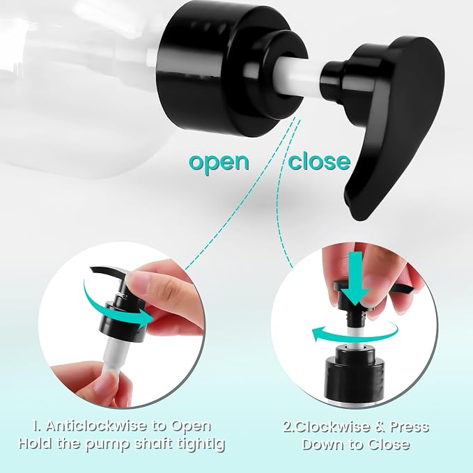 Teyssor Pump Bottle Dispenser Clear 2 Pack 400ml/13.5oz Empty Plastic Liquid Soap Dispensers, BPA-Free Refillable Container for Essential Oil Shampoo Lotion