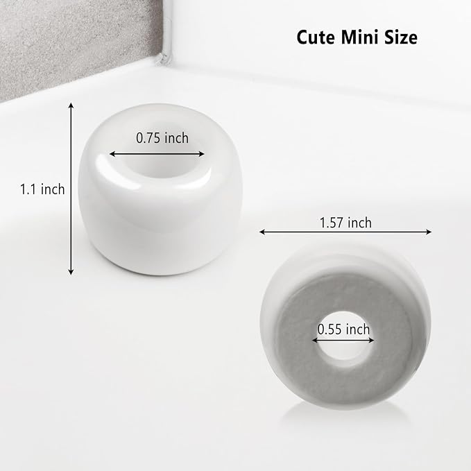 SheeChung Small Ceramic Toothbrush Holders, Mini Tooth Brush Stand, 2 Pack | White Cute Toothbrush Organizer, for Bathroom Countertop, Travel, Camper, Modern, Minimalism, Space-Saving, No-Slip Bottom