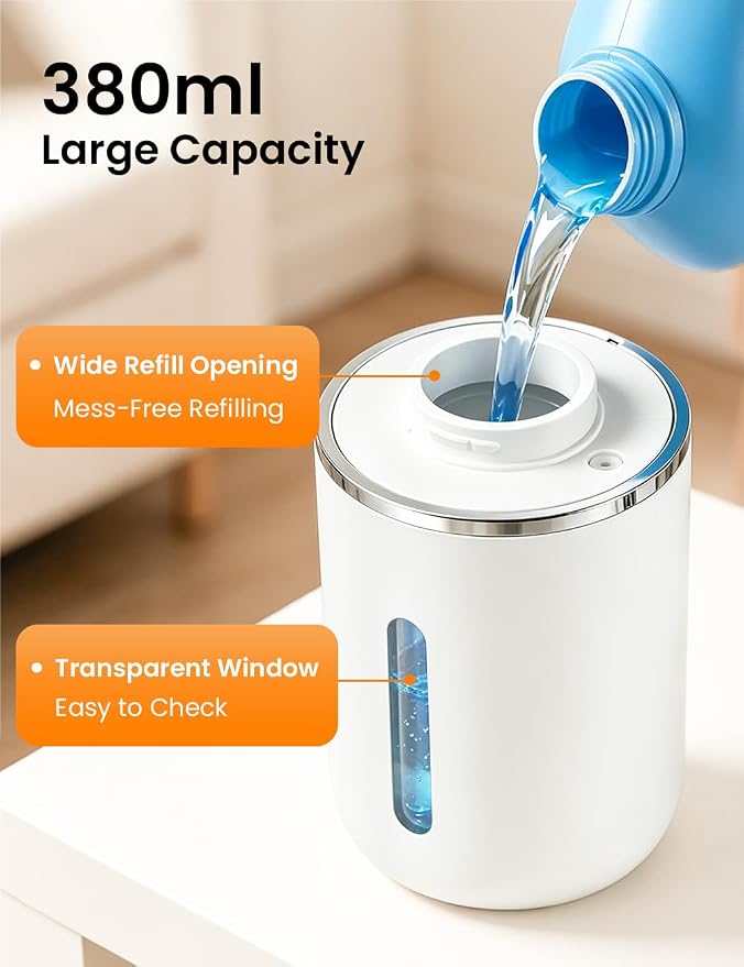 Automatic Soap Dispenser Touchless, USB Rechargeable Hand Soap Dispenser, 4 Adjustable Soap Levels, IPX5 Waterproof, 12.8oz/380ml, Countertop or Wall Mounted for Bathroom and Kitchen, White