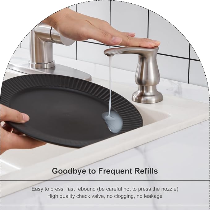 Kitchen Sink Soap Dispenser Brushed Nickel, G0086BN-G | Under Sink Soap Dispenser with 40" Silicone Extension Tube, Say Goodbye to Frequent Refills