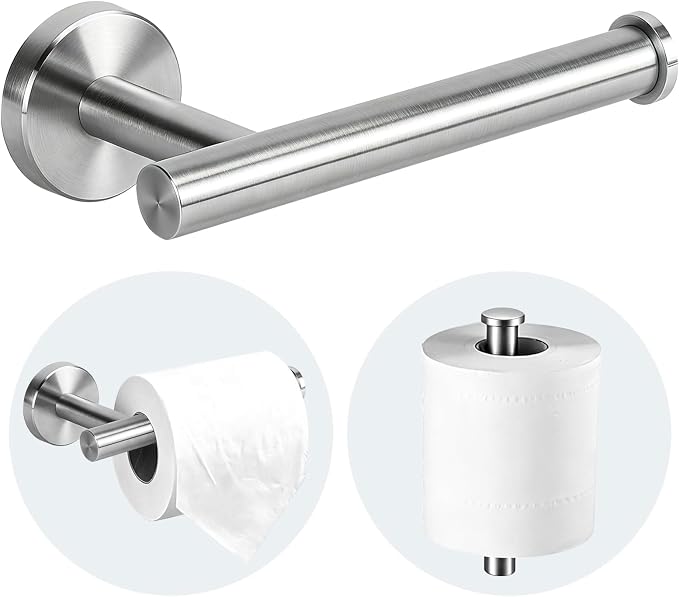 Toilet Paper Holder Wall Mount - Brushed Nickel | Stainless Steel Bathroom Toilet Paper Holder, Toilet Paper Roll Holder for Bathroom, Kitchen, Washroom