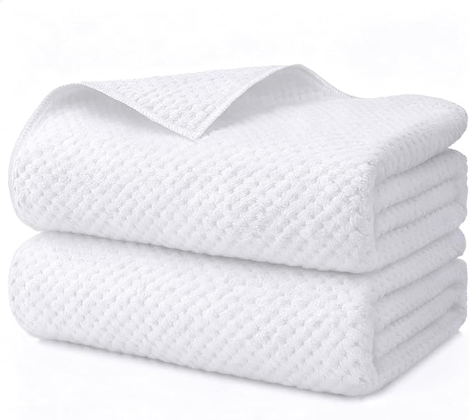 HOMEXCEL Bath Sheets 2PK, 35x70 in, Absorbent&Soft, Extra Large Bath Towel | Lightweight and Quick Drying Microfiber Towels for Bathroom, Yoga, SPA, Fitness, White