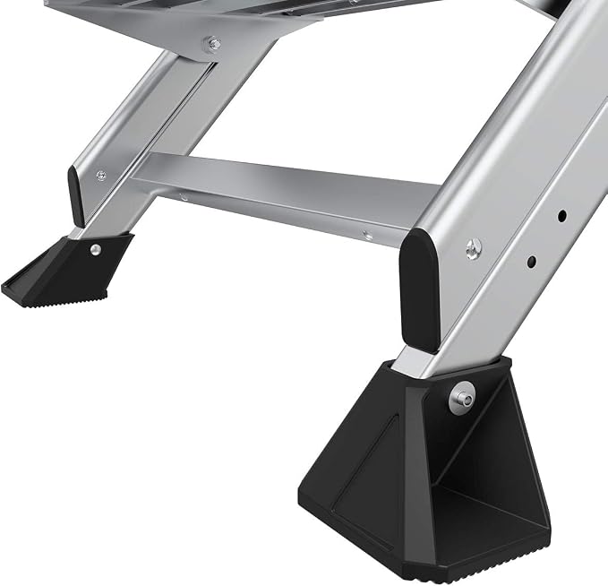 Little Giant Jumbo Step 4-Step Foldable 2.9 ft Aluminum Stool, 11904 | Foldable Aluminum Step Stool, Extra-Wide Stair-Like Treads, Rotating Handrail, Tool Tray, 375 lbs. Weight Capacity