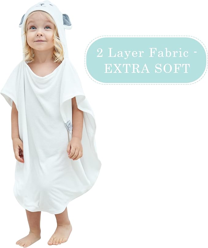 HIPHOP PANDA Ultra Soft Hooded Baby Towel - 2-Layer Thick 500GSM Absorbent | Rayon Made from Bamboo, Hooded Bath Towel for Newborn, Infant, Toddler, Baby Registry - Bear, 21.5x22.5 In