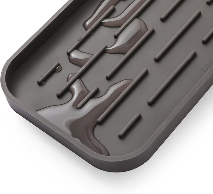 MicoYang Silicone Kitchen Sink Organizer Tray for Multiple Usage,Eco-Friendly Sponges Holder for Kitchen Bathroom Counter or Sink,Dish Soap Dispenser,Scrubber,Bottle,Cup (Coffee, 10"×5.3")