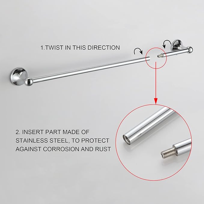 BGL Bathroom Hardware Set Chrome Adjustable Expandable Bath Towel Bars Bathroom Accessory Set Towel Racks 8-Pieces Wall Mount