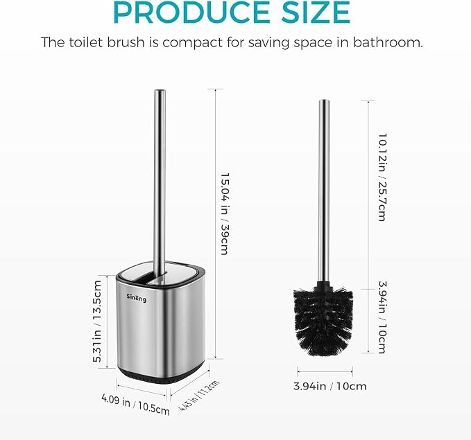 Toilet Brush Holder Set Toilet Bowl Brush Stainless Steel Automatic Open lid Toilet Bowl Cleaner Brush with Durable Bristle Head Toilet Cleaning Brush for Bathroom