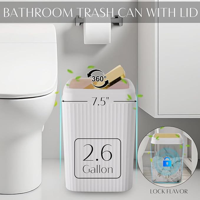 32PCS Bathroom Accessories Set Bathroom Set,White Shower Curtain Set,Bath Towel Set,Hand Towel,Toilet Brush,Trash Can & 3PCS Soap Dispenser