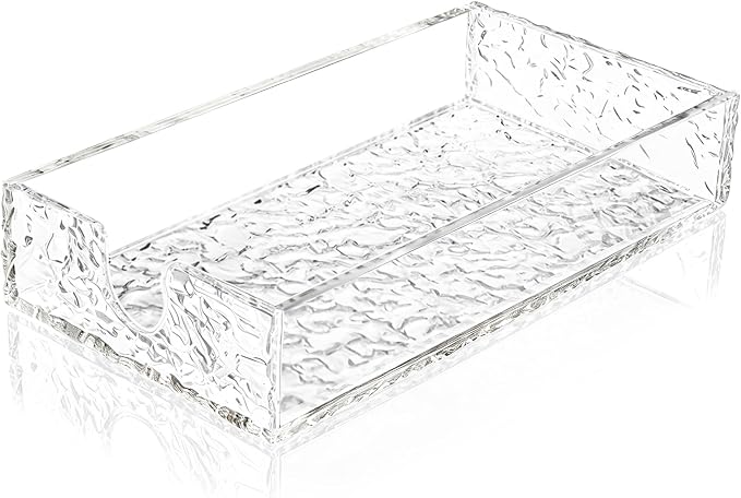Acrylic Napkin Holder, 9x5.5x1.8 Inch, Paper Towel Holder, Rectangle | Water Ripple Texture, Napkin Tray for Kitchen Dinner Hotel, Table Clear Hand Towel Holder, Bathroom Accessories