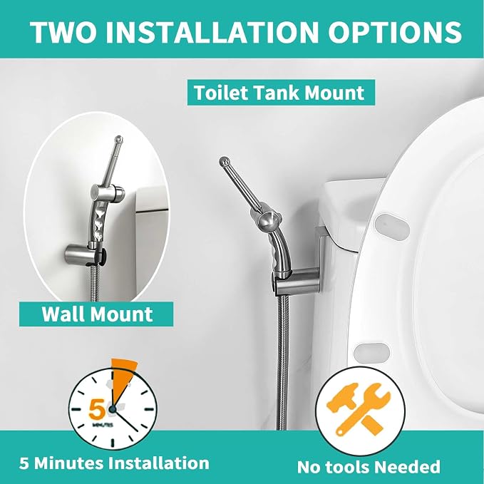BARROCK Bidet Sprayer for Existing Toilet, Advanced Handheld Ergonomic Jet Spray Set with Precision Water Pressure Control for Muslim Shower/Feminine Hygiene/Pet Cleaning, Bruhsed Nickel