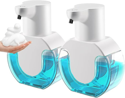 VZZNN 2 Pack Automatic Foaming Soap Dispenser 14.2oz/420ML Touchless Automatic Foaming Soap Dispenser,Rechargeabled Wall Mounted Smart Pump for Bathroom Kitchen