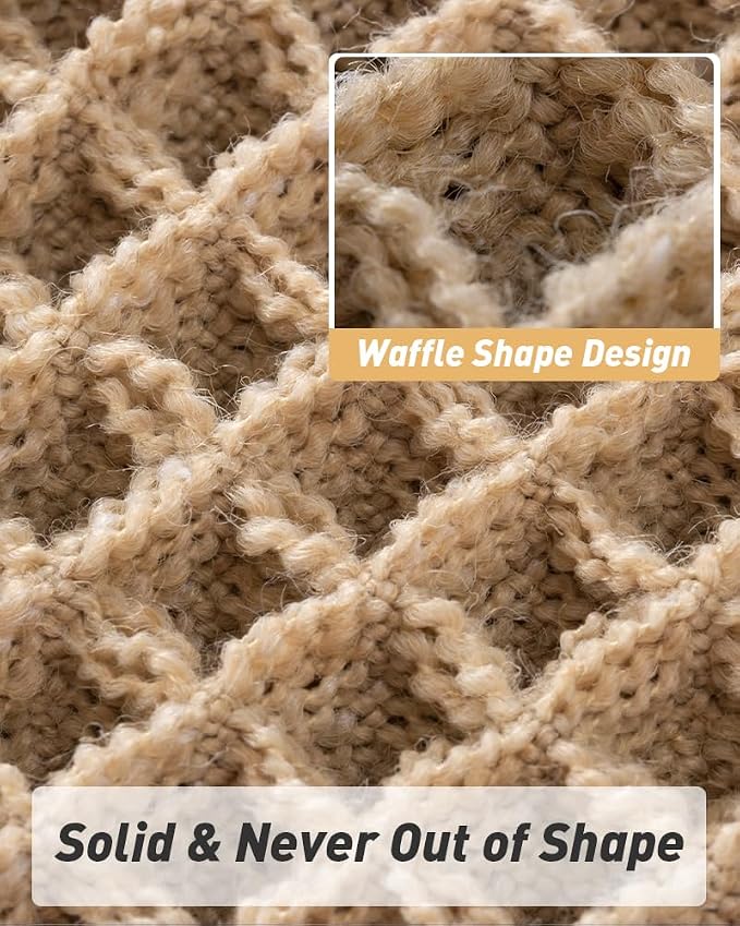 Upgraded Waffle Bath Mats Set of 2, Super Absorbent Non Slip Bath Mats for Bathroom Floor, Washable Boho Bathroom Rugs Set 2 Piece with Tassels, Soft Bathroom Mat Set, 17" x 24" (2 Pack), Brown