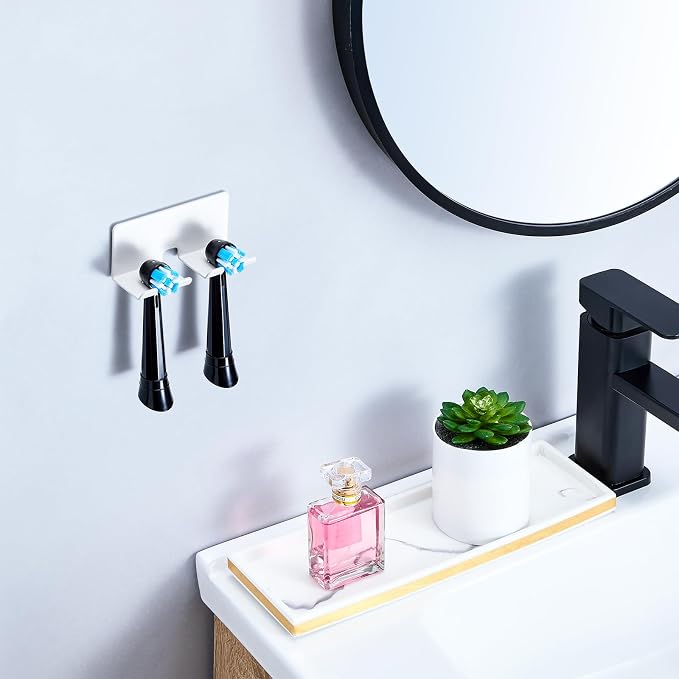 Electric Toothbrush Head Holder, Toothbrush Holders Wall Mounted, Electric Toothbrushs Holder, Bathroom Shower Tooth Brushing Holder, Tooth Brush Head Holder Organiser (White, Small)
