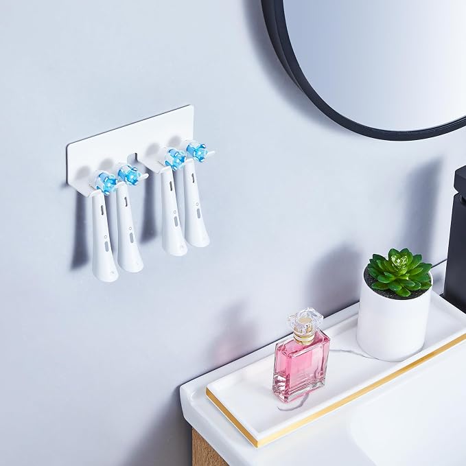 Electric Toothbrush Head Holder, Toothbrush Holders Wall Mounted, Electric Toothbrushs Holder, Bathroom Shower Tooth Brushing Holder, Tooth Brush Head Holder Organiser (White, Large)