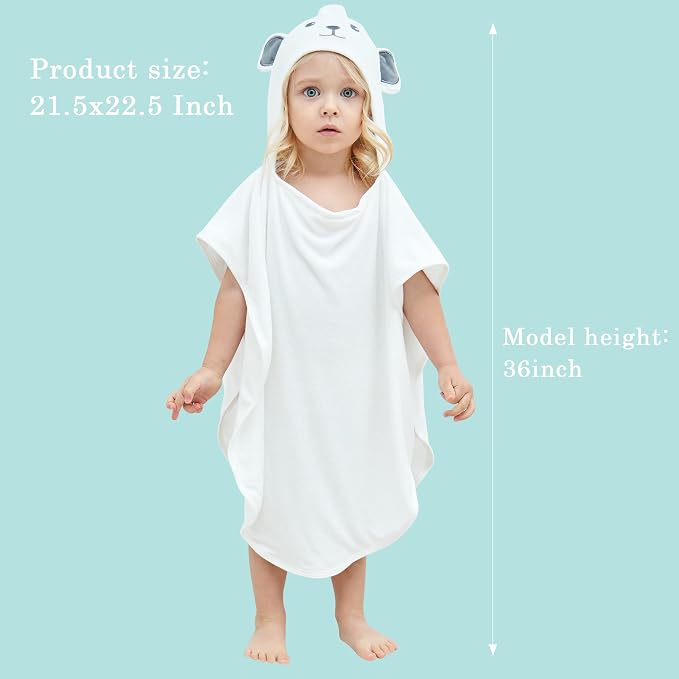 HIPHOP PANDA Ultra Soft Hooded Baby Towel - 2-Layer Thick 500GSM Absorbent | Rayon Made from Bamboo, Hooded Bath Towel for Newborn, Infant, Toddler, Baby Registry - Bear, 21.5x22.5 In