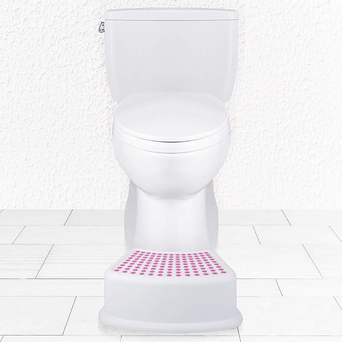 Step Stool for Kids (2 Pack), Toddlers Stool for Potty Training, Bathroom, Kitchen, Bedroom, Toy Room and Living Room. Toilet Stools with Soft Anti-Slip Grips for Safety, Stackable (Pink)