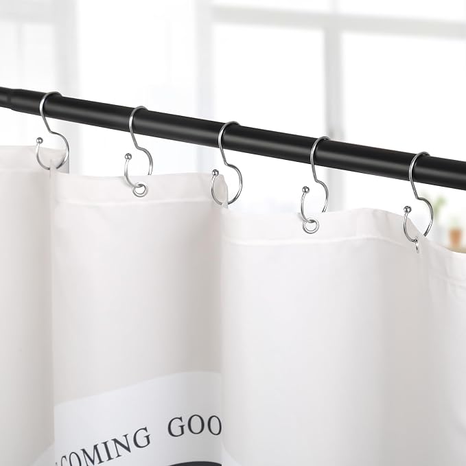 Shower Curtain Hooks, Anti-Fall S-Shaped Shower Curtain Ring, Decorative Silver Shower Curtain Hooks Rings Rust Proof Shower Rings for Curtain, Shower Hooks for Shower Curtain, 12 Pack, Chrome