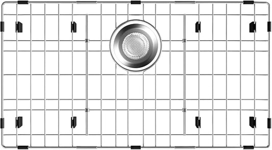 Stainless Steel Sink Protectors for Kitchen Sink, 26-1/8’’ x 14-1/8’’ | Rear Drain, Used in the Kitchen Sink, Anti-clogging, Anti-scratch, Easy to Clean, Rust Resistant, Include 1Pcs Sink Strainer