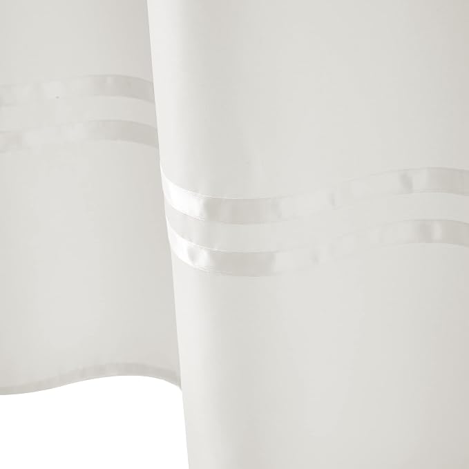 River Dream Stall Shower Curtain with Snap in Liner,No Hooks Needed Shower Curtain for Bathroom,Hotel Grade,Machine Washable,36" W×74" H,White,with White Stripe and Magnets