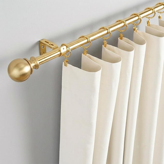 Lansian 44 Pack Curtain Rings with Clips Hooks 1.5 in Diameter Rustproof | Metal Stainless Steel Drapery Rings for Tension Rod Bracket Eyelets Decorative Hanger, Fits 1.38 in Rods, Gold