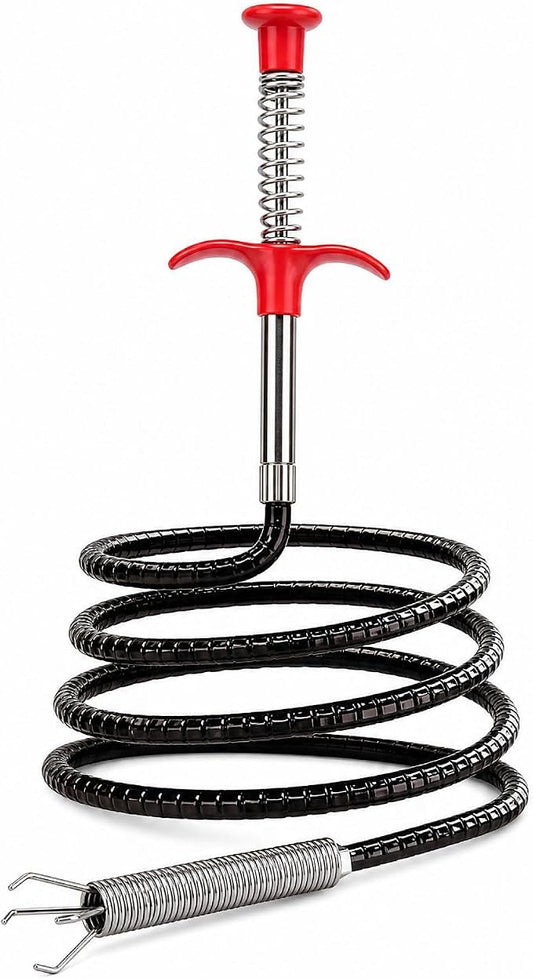Drain Snake, 76-Inch Drain Clog Remover Tool, Flexible Grabber Claw for Bath Tub, Kitchen Sink