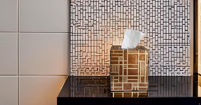 Hymmah Modern Square Tissue Box Cover Holder,Bathroom Accessories Decor Unique Design Tissue Box Cover for Bathroom Vanity Counter Tops Also Great for Bedrooms and Living Rooms