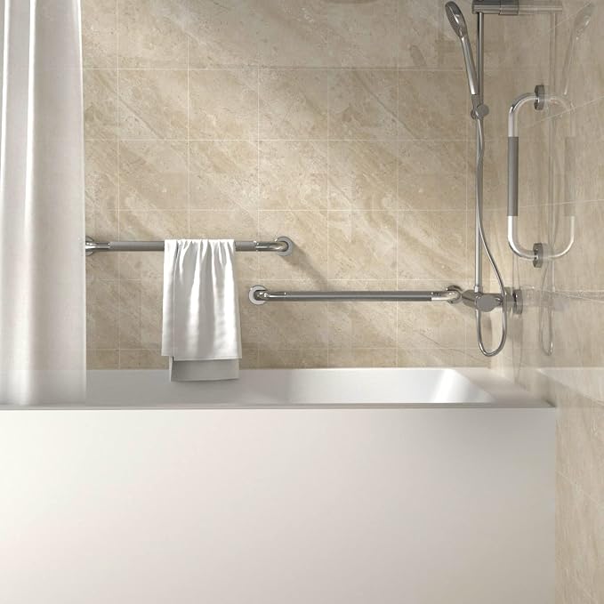 Anti Slip Shower Grab Bar 24 Inch,Chrome Stainless Steel Bath Grab Bar | 2 Packs Knurled Bathroom Safety Rail, Shower Handrail Support, Handicap Elderly Balance Assist Handles-1.25" Diameter