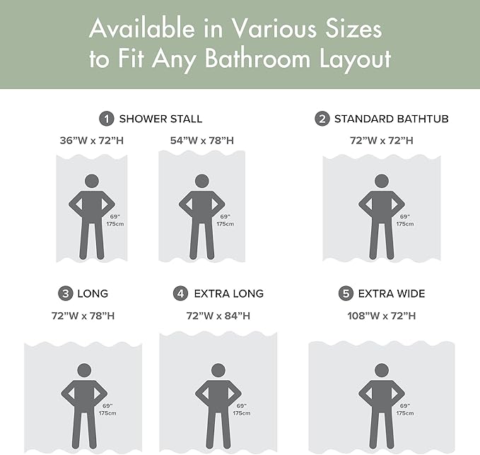 Madison Park Spa Waffle Extra Long Shower Curtain, 72 x 84, Sage Green | Striped, Pieced Fabric Design, 3M Scotchgard Moisture Management, Hotel Quality, Modern, for Bathroom, OEKO-TEX Certified