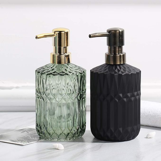 YunNasi Soap Dispenser with Pump, Refillable Liquid Hand Soap Dish Soap Dispensers for Bathroom Counter, Kitchen Sink (Green) | Liquid Hand Soap Dish Soap Dispensers for Bathroom Counter, Kitchen Sink, Green