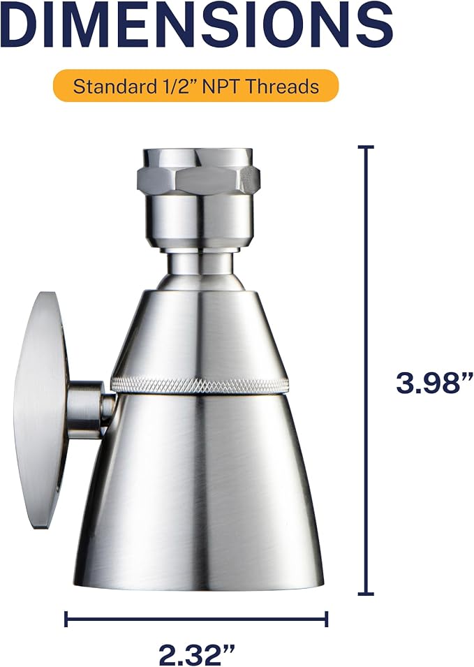 HammerHead Showers® SOLID METAL 2 Inch High Pressure Shower Heads BRUSHED NICKEL – California Compliant 1.75 GPM Low Flow Rate - High Flow Shower Head with ADJUSTABLE SPRAY PATTERN - Fixed Shower Head