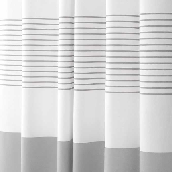 Grey Farmhouse Cotton Striped Shower Curtain with Tassel 60"W X 72"L | Boho Farmhouse Shower Curtains for Bathroom with Soft Cotton Feel