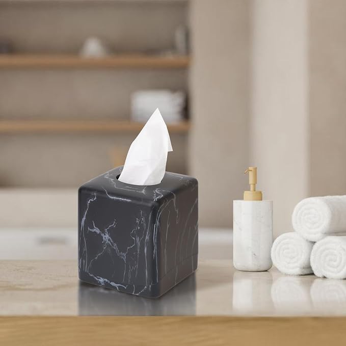 MOCHTERO Marble Pattern Square Tissue Box Cover,Modern Tissue Holders Decor,for Bathrooms, Bedroom, Dinner Table, Office