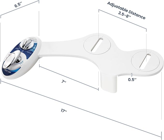 LUXE Bidet NEO 320 - Warm Water Bidet Attachment for Toilet Seat, Blue | Non-Electric, Warm Water, Dual Nozzle, Self-Cleaning, Adjustable Water Pressure, Rear & Feminine Wash