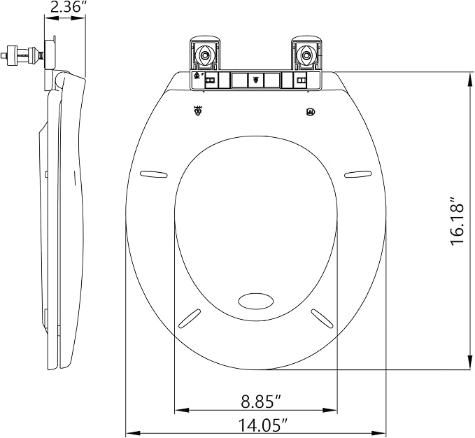 Round Toilet Seat Slow Close, 17" Round White Polypropylene Toilet Seat Cover with Never Loosen Durable Lid, Quiet and Easy to Install & Clean