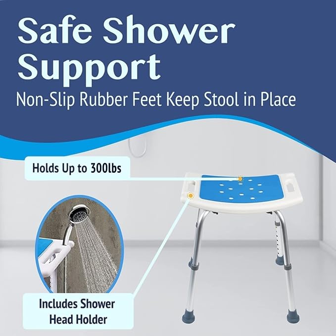 Shower Seat for Inside Shower - Bath Stool, Medical Shower Chairs for Seniors, Elderly, Handicap & Disabled - Adjustable Support Shower Bench w/Handles for Bathtub