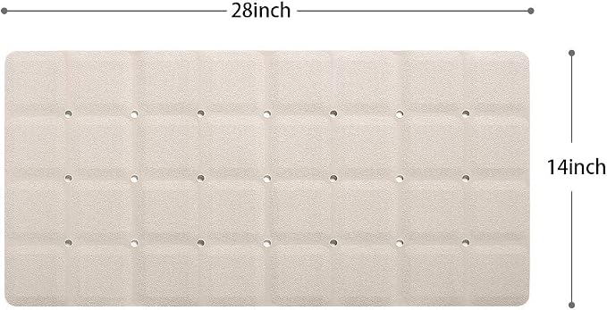 Webos Foldable Non Slip Silicon Bath Mat Bathtub mat no Suction Cups for Textured Tub and Reglazed Tub(Foldable-Beige, 28-inch x 14-inch)
