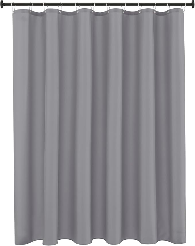 Biscaynebay Fabric Narrow Stall Shower Liners 36" Width by 72" Length, Silver Grey Water Resistant Bathroom Curtains, Rust Resistant Grommets (6 Holes) Weighted Bottom Machine Washable